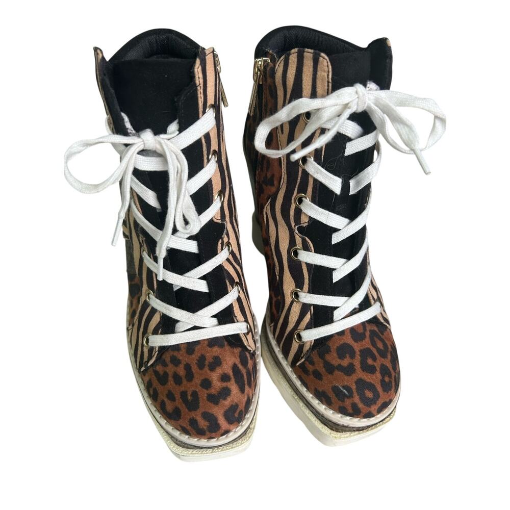 Jessica Simpson Women’s Meliney Platform Wedge Animal Print Booties Size 7.5M